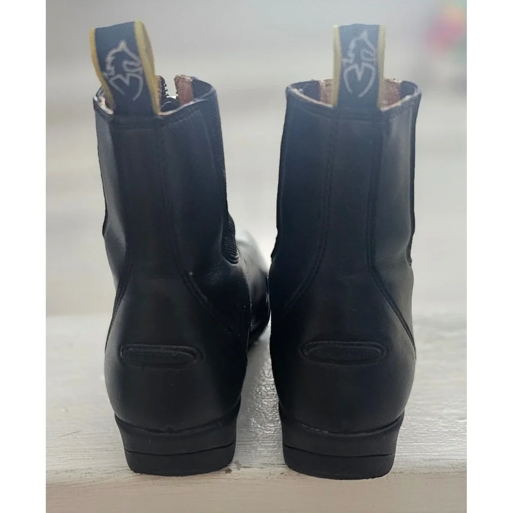 Shires Moretta Rosetta Paddock Boots Leather Front Zip Black W US 6 1757 9963